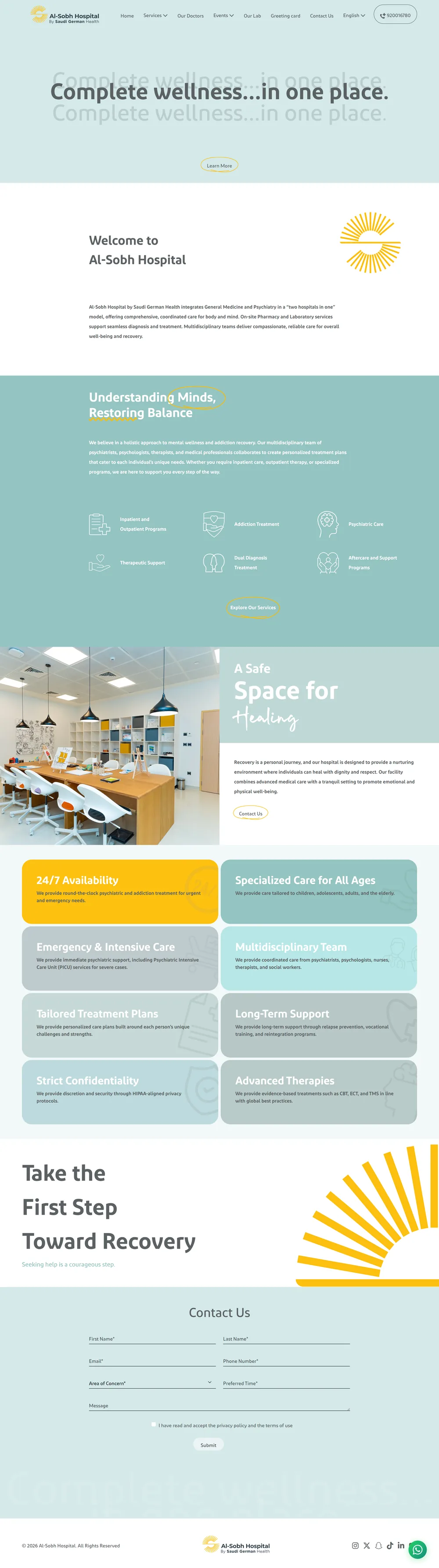 Al Sobh Hospital website homepage